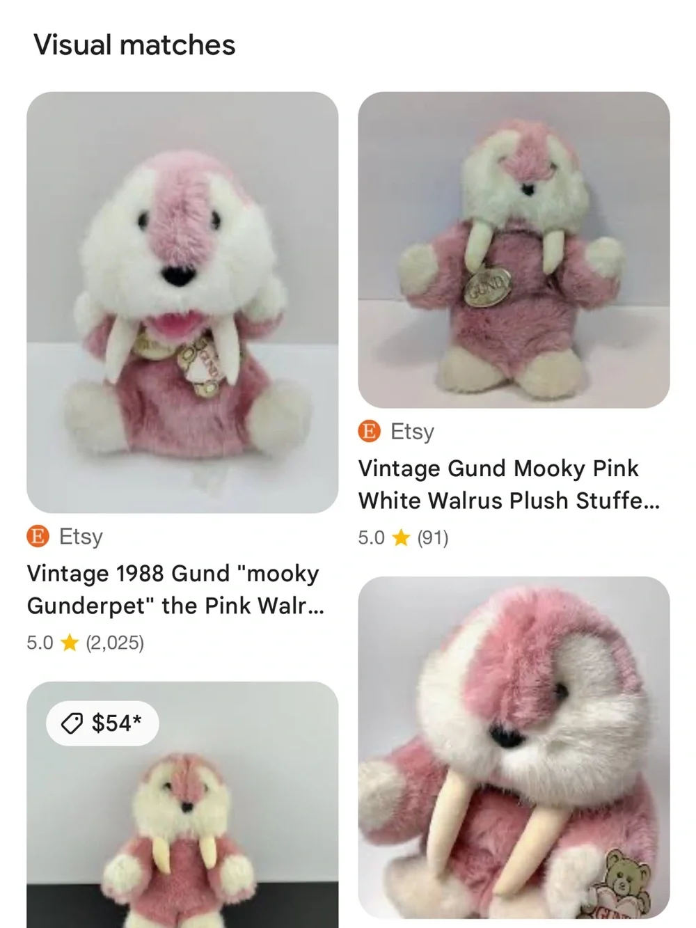 Gund Pink and White Plush Walrus Hand Puppet